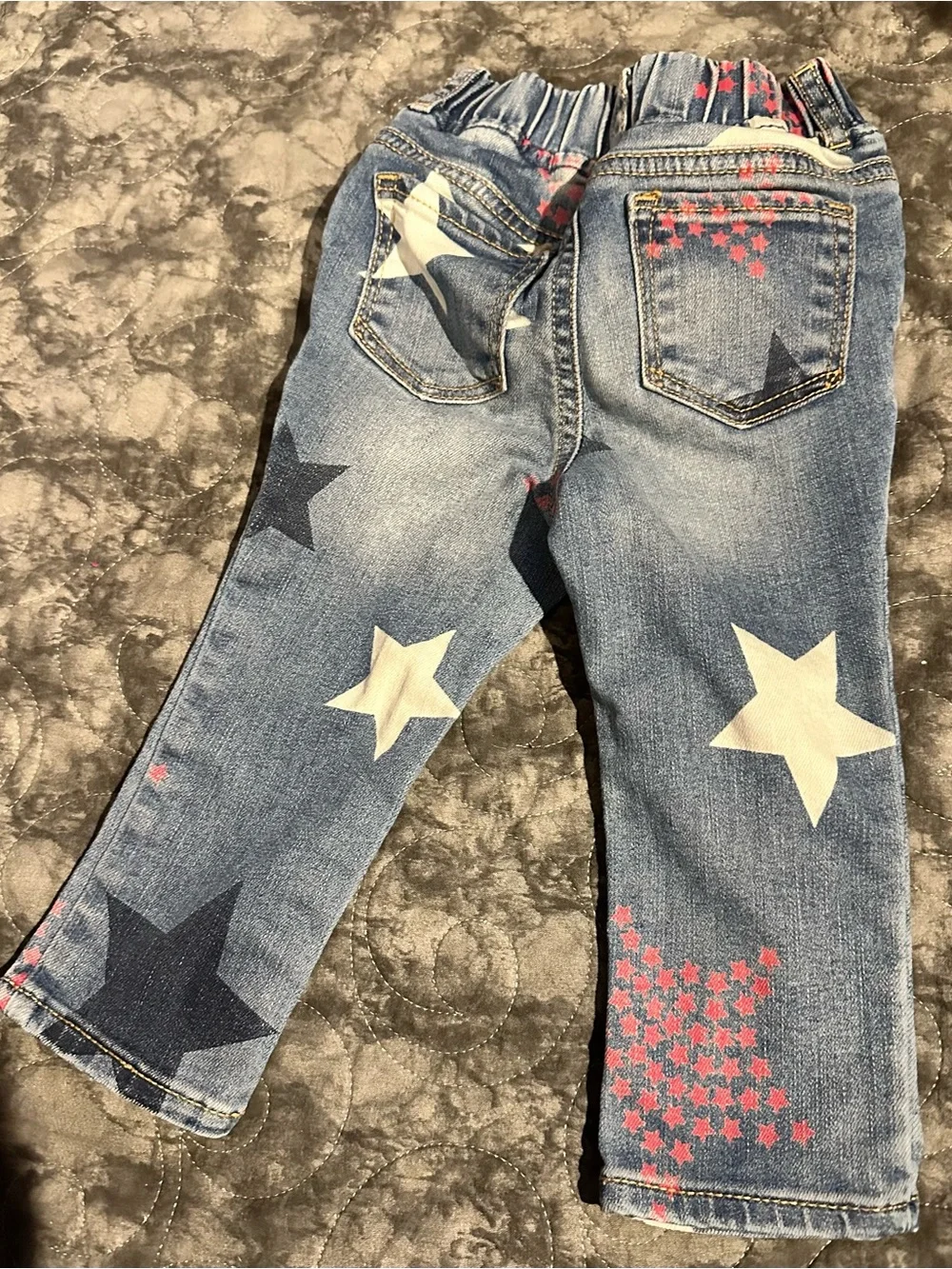 GAP Kids Star Print Denim Jeans - Blue with White & Pink Stars